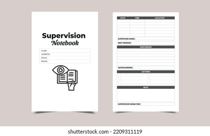 supervision notebook KDP Interior design. Printable logbook