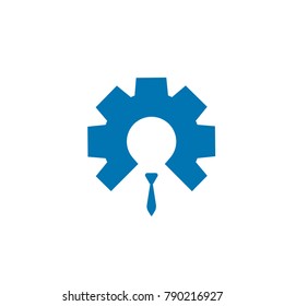 Supervisor of engineering in a gear with tie icon vector