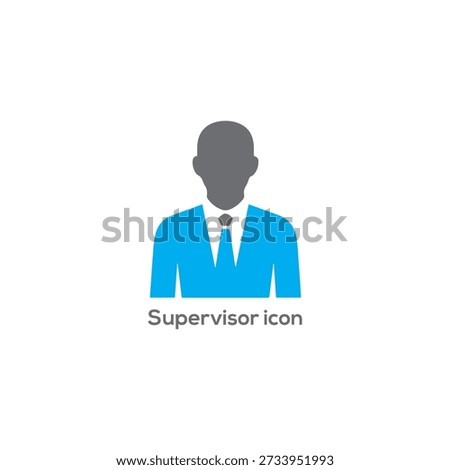 Supervisor icon featuring a professional businessman in a suit and tie representing leadership, corporate management, and human resources authority.
