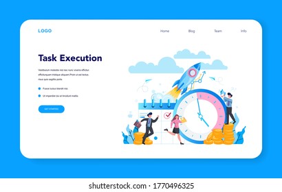Supervisor manager web banner or landing page. Specialist guiding employees with their task, coordinating job, organizing professional trainnig. Manager control job process. Vector illustration