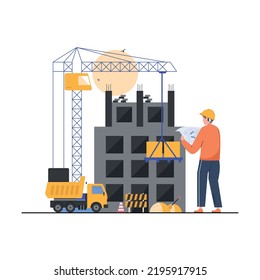 Supervisor monitoring a Construction Site illustration	