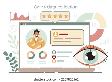 Supervisor Online Service Or Platform. Manager Guiding Employees With Their Task And Coordinating Work Process. Online Data Collection. Flat Vector Illustration