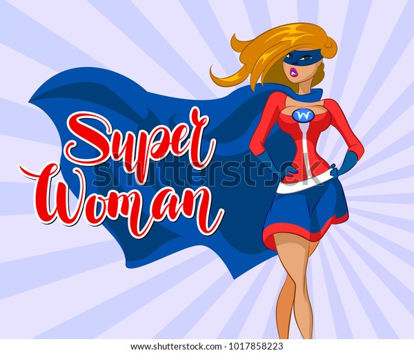 Superwoman Cartoon Colored Style Confident Vector Image Vectorielle De Stock Libre De Droits