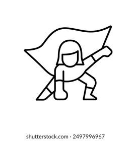 Superwoman-Symbol im dünnen Linienstil Vektorgrafik-Design 