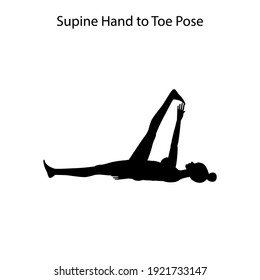 Supine Hand to toe pose yoga workout silhouette on the white background. Vector illustration