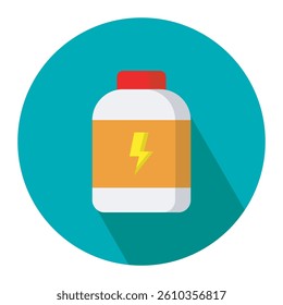 Suplement bottle flat icon vector illustration. Fitness capsule suplement icon, healthcare and medicine symbol vector illustration. 
