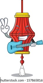 Supper cool chinese paper lanterns cartoon character performance with guitar