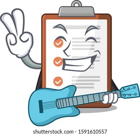 Supper cool clipboard Scroll cartoon performance with guitar