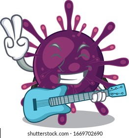 Supper cool coronavirus kidney failure cartoon playing a guitar