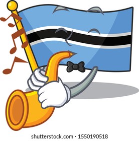 Supper cool flag botswana cartoon character performance with trumpet