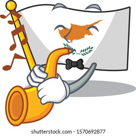 Supper cool flag cyprus cartoon character performance With trumpet