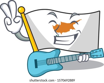 Supper cool flag cyprus cartoon character performance With guitar