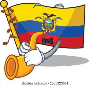 Supper cool flag ecuador cartoon character performance with trumpet