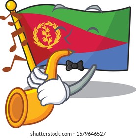 Supper cool flag eritrea cartoon character performance with trumpet