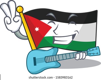 Supper cool flag jordan cartoon character performance with guitar