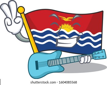 Supper cool flag kiribati Scroll cartoon performance with guitar