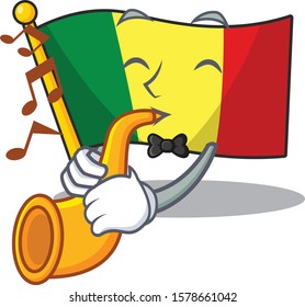 Supper cool flag mali cartoon character performance with trumpet
