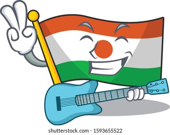 Supper cool flag niger Scroll cartoon performance with guitar