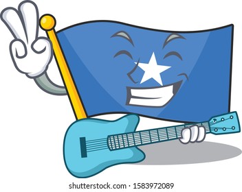 Supper cool flag somalia cartoon character performance with guitar