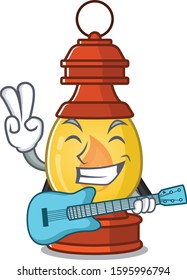 Supper cool lantern Scroll cartoon performance with guitar