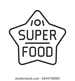 Supper food, icon in line design. Superfood, nutrition, healthy, organic, antioxidant, vitamin, natural on white background vector. Supper food, editable stroke icon