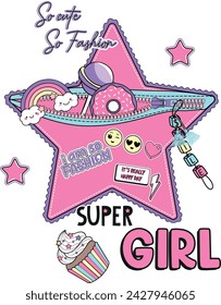 supper girl candy color rainbow star