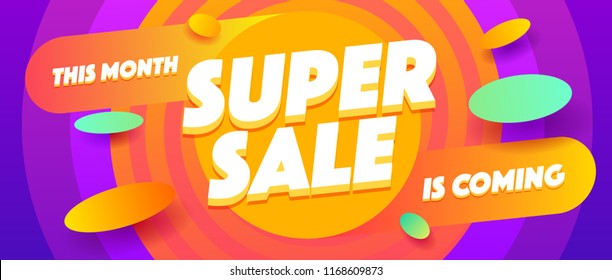 Supper sale poster or flyer design.Fluid promotion gradient shapes composition.