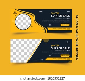 Supper Sale web Banner Design Vector 