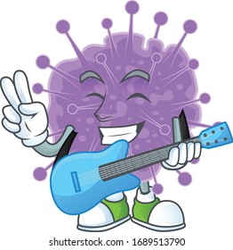 Supper talented coronavirus influenza cartoon design with a guitar