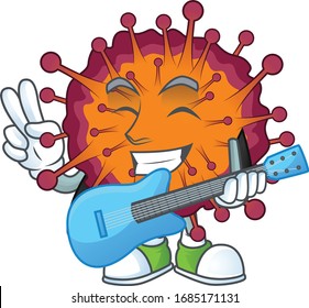 Supper talented COVID19 syndrome cartoon design with a guitar