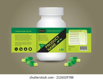 supplement bottle Packaging, Cosmetic package. product design. product label, 3d supplement bottle vector, 3d white plastic Pills box, White medical container. healthcare bottle, realistic mock-up. 