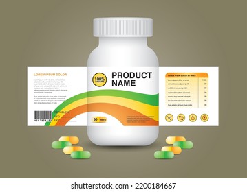 supplement bottle Packaging, Cosmetic packaging. product design. Beauty label, 3d supplement bottle vector, 3d white plastic Pills box, White medical container. healthcare bottle, realistic mock-up.