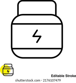 Icono de la línea del vector de la botella de suplemento