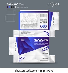 Supplement and Cosmetic box design, packaging design, blue polygon background