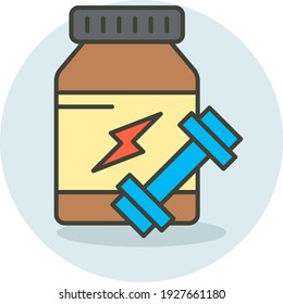 supplement dumbbell exercises Concept Vector color line Icon Design, Gym Fitness symbol on white background, Workout exercise equipment stock illustration