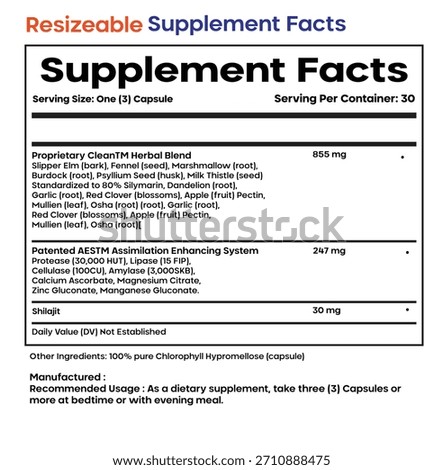 Supplement Facts Label Template Customizable and Informative Design for Nutritional Products
