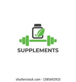 Supplement food logo icon vector design with leaf  