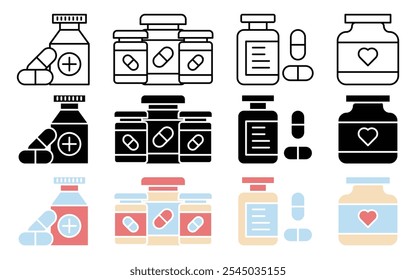 Colección del icono del suplemento en el fondo blanco