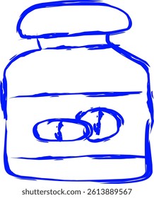 supplement icon in doodle style. icon scribbled in blue ink