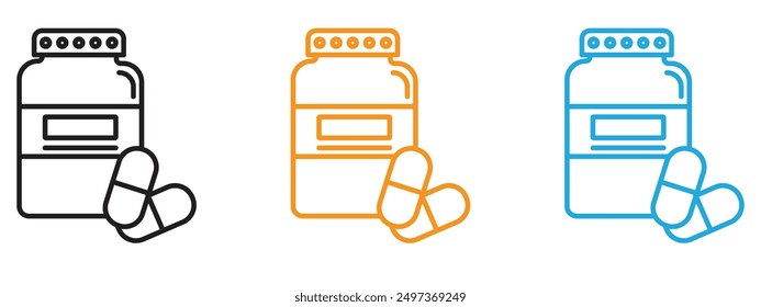 supplement icon Flat vector set outline