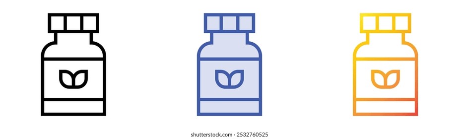 Icono de suplemento. Lineal, relleno azul y diseño de estilo degradado aislado sobre fondo blanco