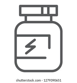 Supplement line icon, protein and container, vitamin sign, vector graphics, a linear pattern on a white background, eps 10.