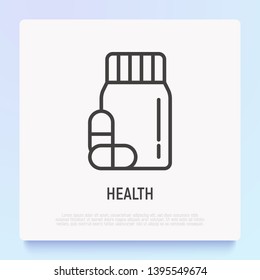 Supplement thin line icon. Modern vector illustration of medical drugs.