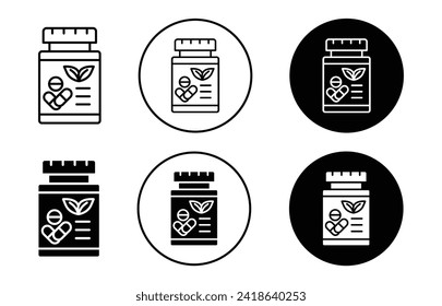 Supplement vector icon set collection. Supplement Outline flat Icon.