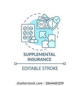Supplemental insurance concept icon. Disability insurance types. Different financial compensation types idea thin line illustration. Vector isolated outline RGB color drawing. Editable stroke