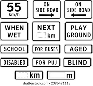 Supplementary signs, Road signs in the Philippines, Regulatory signs indicate the application of legal or statutory requirements.