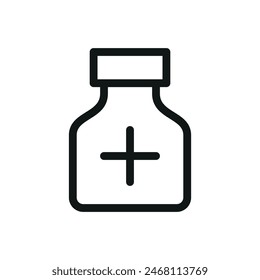 Supplements bottle isolated icon, medicament bottle vector symbol with editable stroke