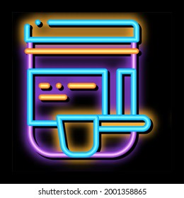 Complementa el vector del signo de la luz de neón de botella y escotilla. Icono brillante ilustración de símbolo transparente