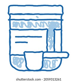 Supplements Bottle And Scoop sketch icon vector. Hand drawn blue doodle line art isolated symbol illustration