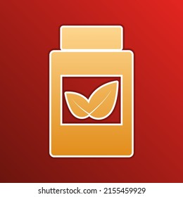 Das Containerzeichen wird ergänzt. Goldenes Farbverlauf-Symbol mit Konturen auf neuem Hintergrund. Illustration.